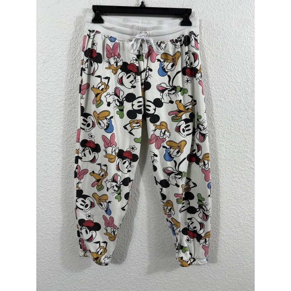 Vtg Disney Mickey & Friends Pants Youth Large All Over Print Jogger Sweatpants